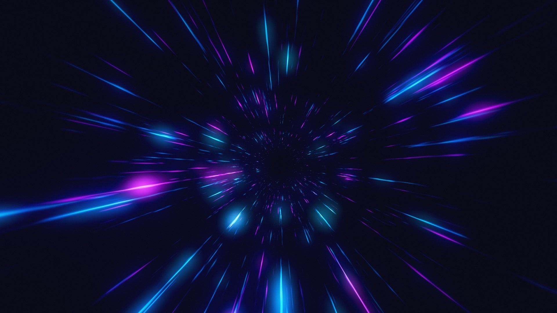 Abstract flight in retro neon hyper warp space in the tunnel 3d illustration