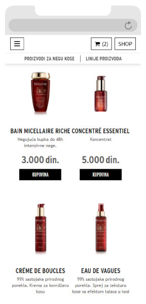 Mobile and desktop screens showing Full Professional's integrated webshop responsive design