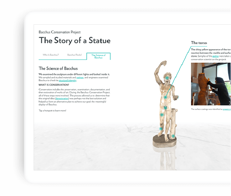Touchscreen mockup with UI of Bacchus app - created for NCMA.