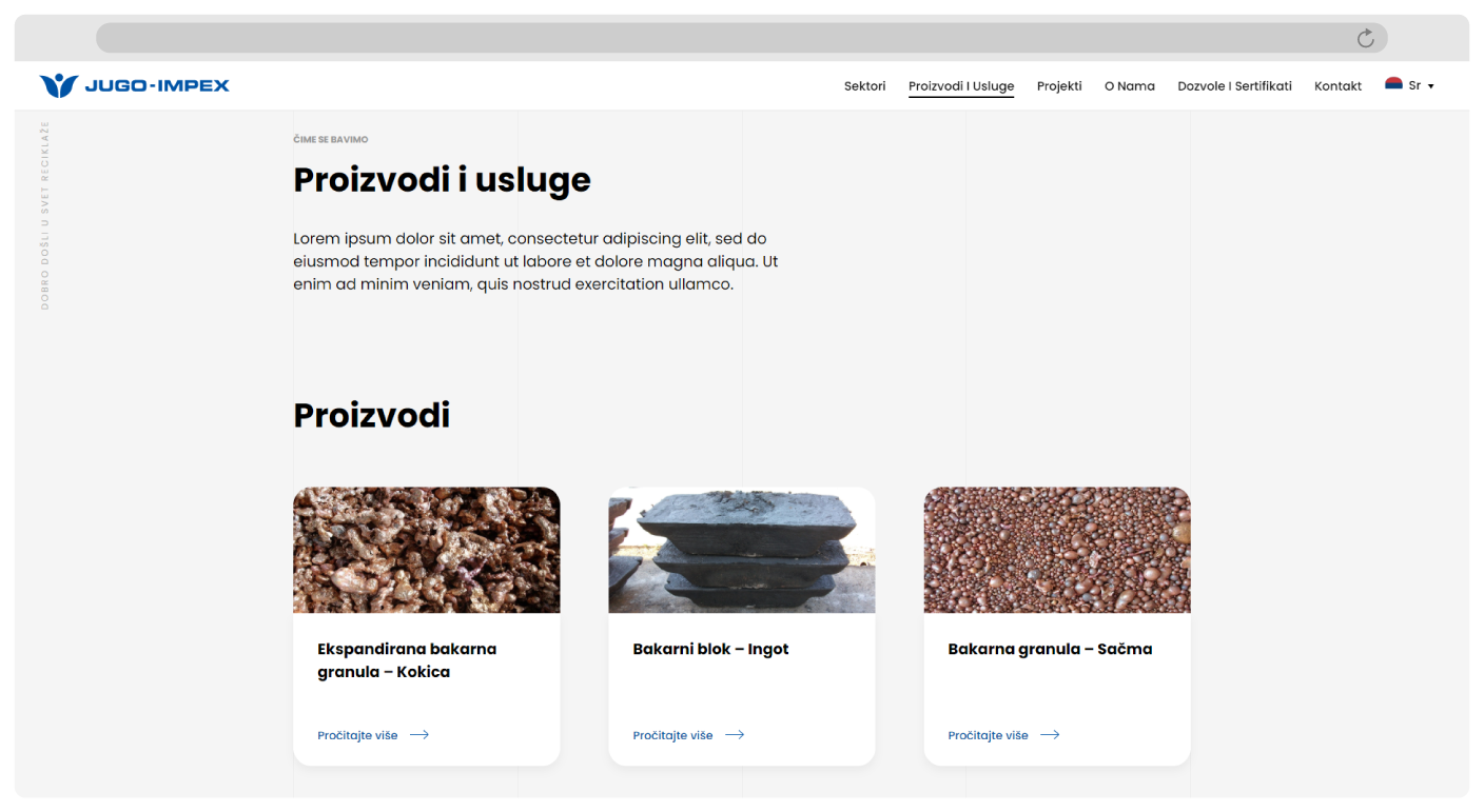 Mobile and desktop screens of Jugo Impex product page showing responsive design
